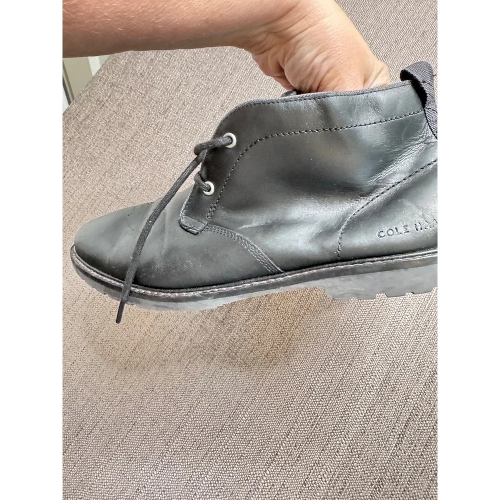Cole Haan Mens Black Leather Water Resistant Chukka Boots C37597 Size 8.5 M